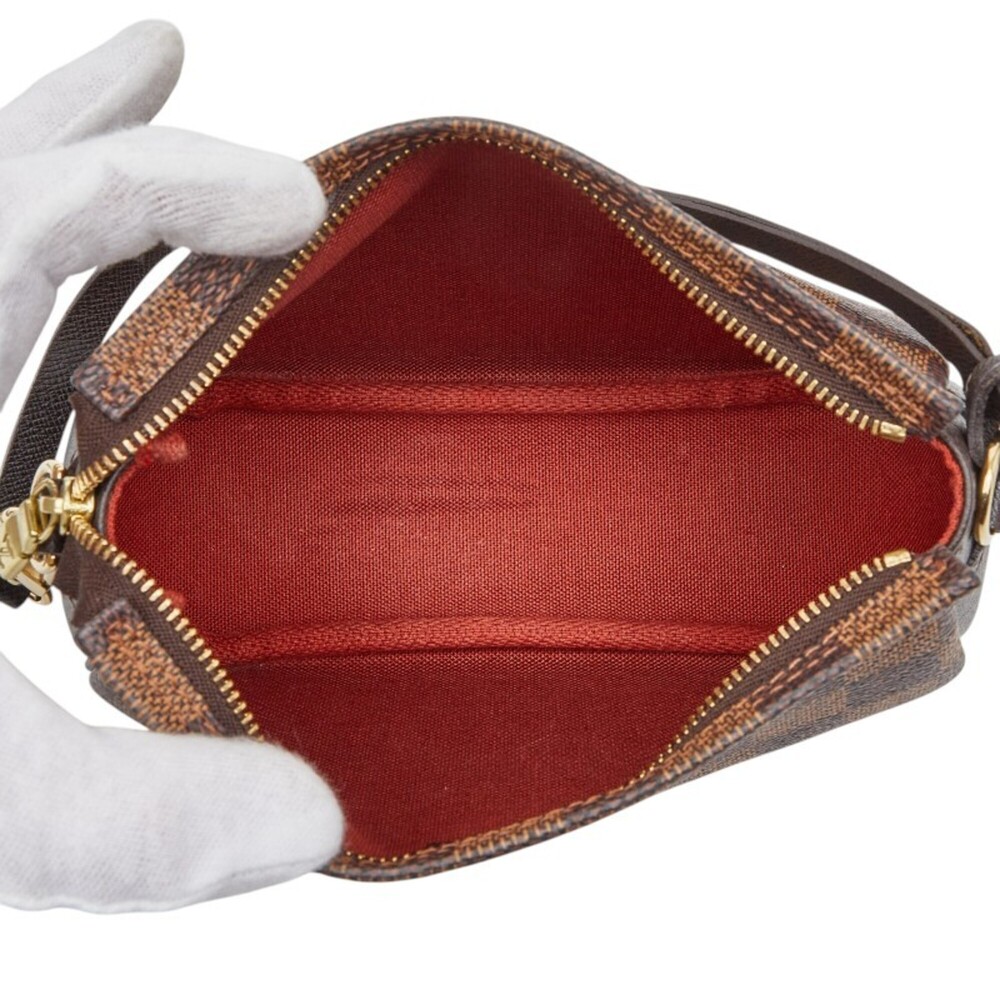 LOUIS VUITTON Authentic Brown Damier Leather Pouch - Picture 9 of 11